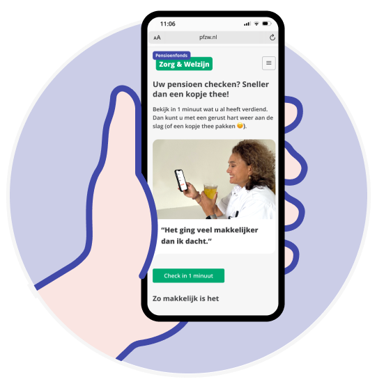 Klik op 'Check in 1 minuut'