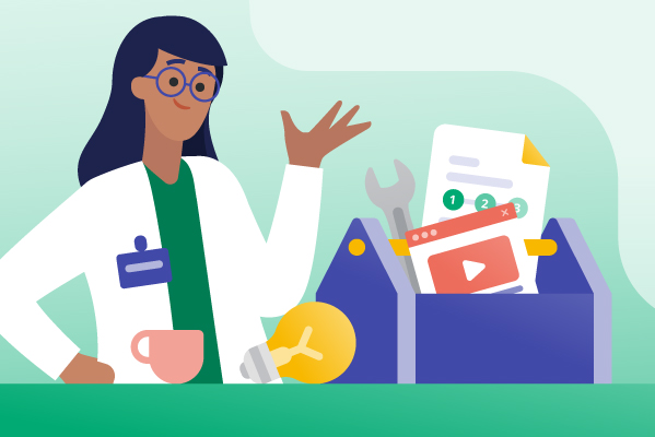Illustratie van een verpleegkundige met een toolkit